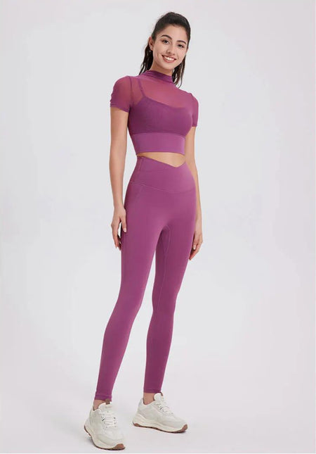 Alexis Activewear Set - full-length front shot on model, purple - Miss Mosa By Akanksha