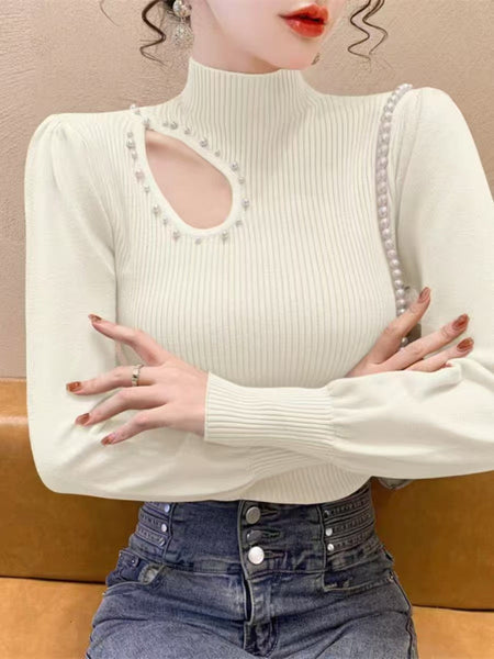Alexis Pearl Fleece Sweater - front shot, white - Miss Mosa By Akanksha