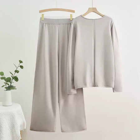 Alfred Statement Winter Coord Set -Tracksuit - flat-lay shot on hangers, grey - Miss Mosa By Akanksha
