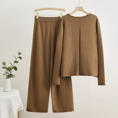 Alfred Statement Winter Coord Set -Tracksuit - flat-lay shot on hangers, brown - Miss Mosa By Akanksha