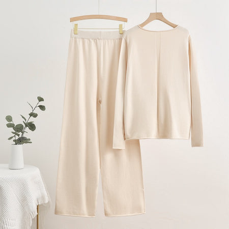 Alfred Statement Winter Coord Set -Tracksuit - flat-lay shot on hangers, cream - Miss Mosa By Akanksha