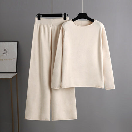 Alfred Statement Winter Coord Set -Tracksuit - flat-lay shot on hangers, cream - Miss Mosa By Akanksha