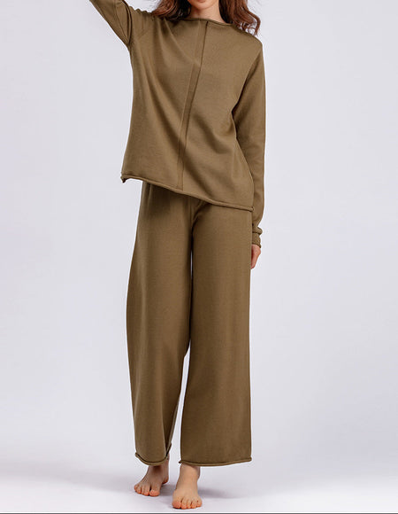 Alfred Statement Winter Coord Set -Tracksuit - full-length front shot on model, brown - Miss Mosa By Akanksha