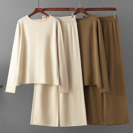 Alfred Statement Winter Coord Set -Tracksuit - flat-lay shot of colour range, cream and brown - Miss Mosa By Akanksha