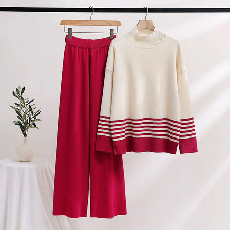 Alfred Woolen Coord Set - front shot on hanger, red - Miss Mosa By Akanksha