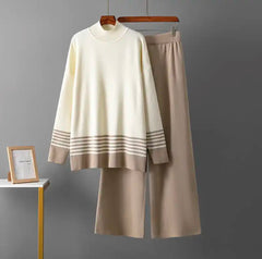 Alfred Woolen Coord Set - front shot on hanger, cream - Miss Mosa By Akanksha