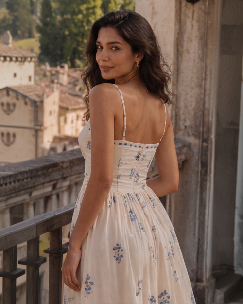 Alicia Printed Balloon Midi Dress