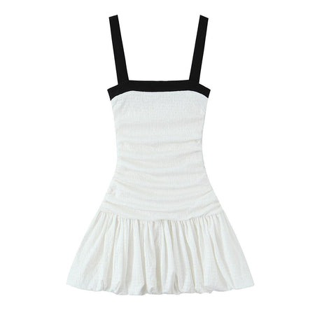Alisa Statement Balloon Dress In White - flat-lay product shot - Miss Mosa By Akanksha