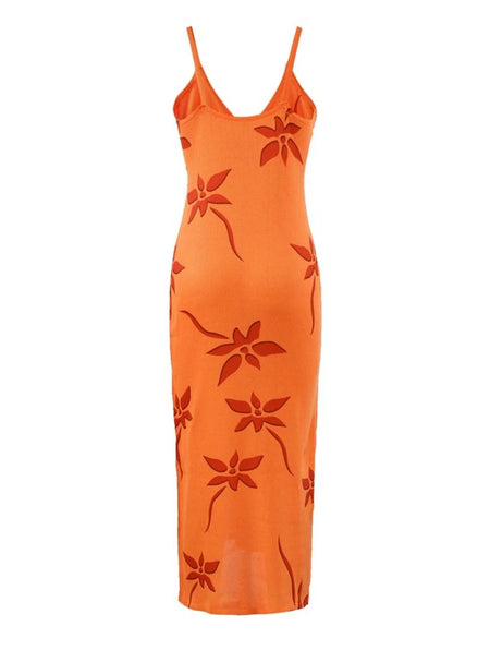 Alloy Luxe Soft Knit Dress Resortwear In Orange - front flat-lay product shot - Miss Mosa By Akanksha