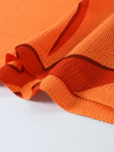 Alloy Luxe Soft Knit Dress Resortwear In Orange - close-up of knit fabric detail - Miss Mosa By Akanksha