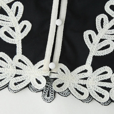 Aloisia Embroidered Summer Coord In Black - close-up of embroidered hem detail - Miss Mosa By Akanksha