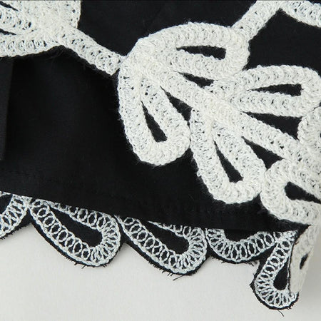 Aloisia Embroidered Summer Coord In Black - close-up of embroidery detail - Miss Mosa By Akanksha