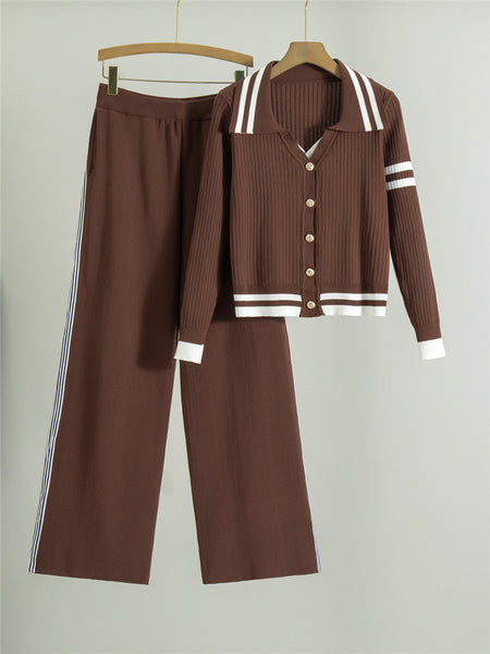 Amalia Luxe Winter Coord Set In Brown - flat-lay product shot on hangers - Miss Mosa By Akanksha