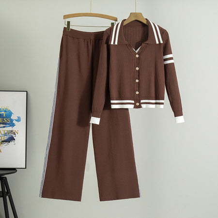 Amalia Luxe Winter Coord Set In Brown - flat-lay product shot on hangers - Miss Mosa By Akanksha