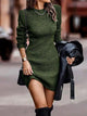 Amania Statement Winter Dress - front shot on model, green - Miss Mosa By Akanksha