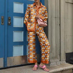 Amari Abstract Coord Set - full-length shot on model, orange - Miss Mosa By Akanksha