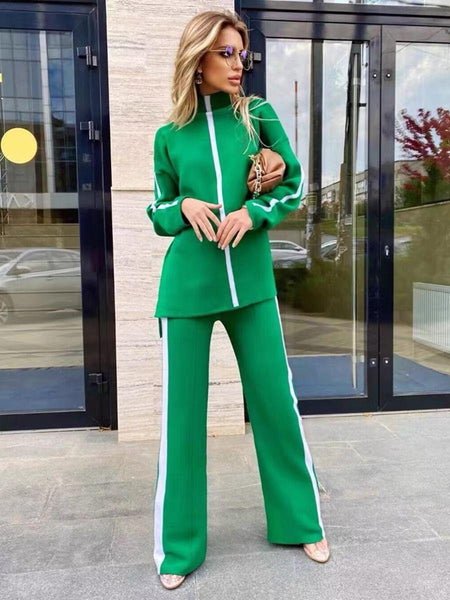 Amaya Luxury Tracksuits - full-length shot on model, green - Miss Mosa By Akanksha