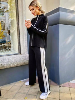 Amaya Luxury Tracksuits - side shot on model, black - Miss Mosa By Akanksha