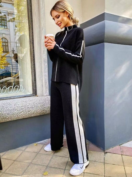 Amaya Luxury Tracksuits - side shot on model, black - Miss Mosa By Akanksha