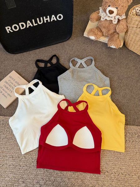 Ambre Halterneck Crop Padded Top - flat-lay shot, white, black, grey, red and yellow - Miss Mosa By Akanksha