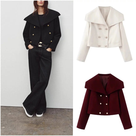 Amory Luxe Winter Crop Blazer - comparison shot of model and three colourways, multicolour - Miss Mosa By Akanksha