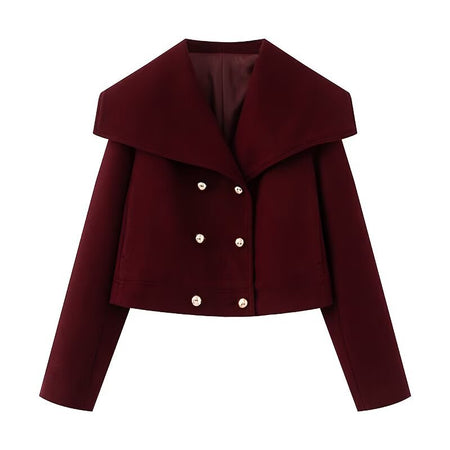 Amory Luxe Winter Crop Blazer - front product shot, burgundy - Miss Mosa By Akanksha