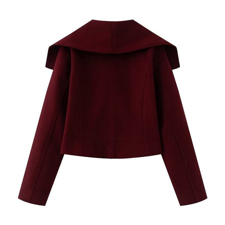 Amory Luxe Winter Crop Blazer - back product shot, burgundy - Miss Mosa By Akanksha