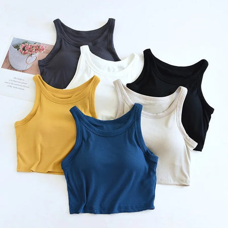 Amway Tank Tops with Inbuilt Bra - multicolour flat-lay shot, multicolour - Miss Mosa By Akanksha