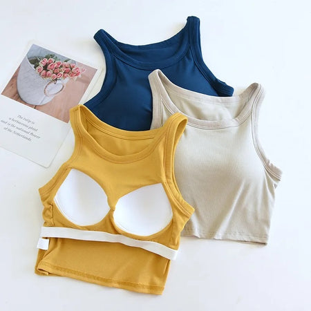 Amway Tank Tops with Inbuilt Bra - multicolour flat-lay shot, multicolour - Miss Mosa By Akanksha