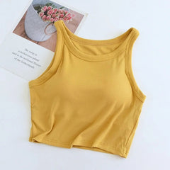 Amway Tank Tops with Inbuilt Bra - flat-lay product shot, yellow - Miss Mosa By Akanksha