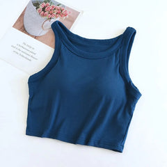 Amway Tank Tops with Inbuilt Bra - flat-lay product shot, blue - Miss Mosa By Akanksha