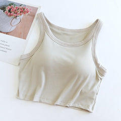 Amway Tank Tops with Inbuilt Bra - flat-lay product shot, beige - Miss Mosa By Akanksha