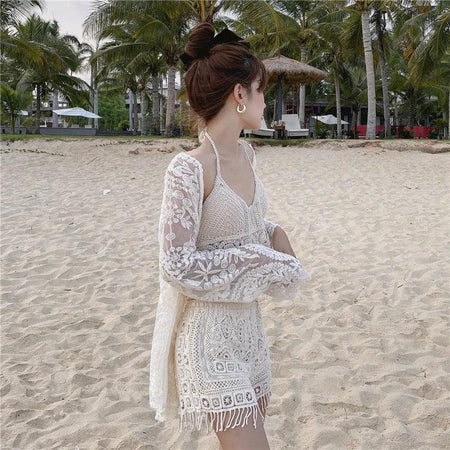 Amy 3 Piece Coord Set - Resortwear Set - side shot on model, cream - Miss Mosa By Akanksha