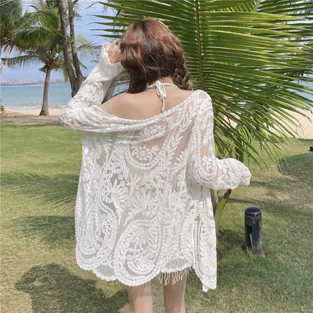 Amy 3 Piece Coord Set - Resortwear Set - back shot on model, cream - Miss Mosa By Akanksha