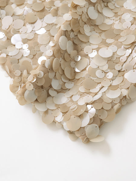 Anais Sequin Mini Skirt - fabric detail shot, cream - Miss Mosa By Akanksha