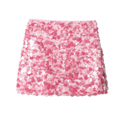 Anais Sequin Mini Skirt - flat-lay shot, pink - Miss Mosa By Akanksha