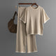 Anais Soft Knitted Coord Set - flat-lay shot, beige - Miss Mosa By Akanksha