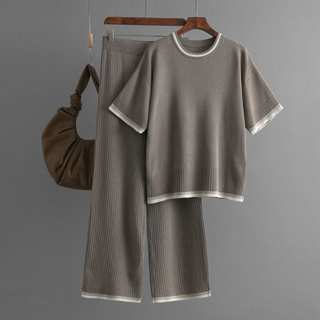 Anais Soft Knitted Coord Set - flat-lay shot, grey - Miss Mosa By Akanksha