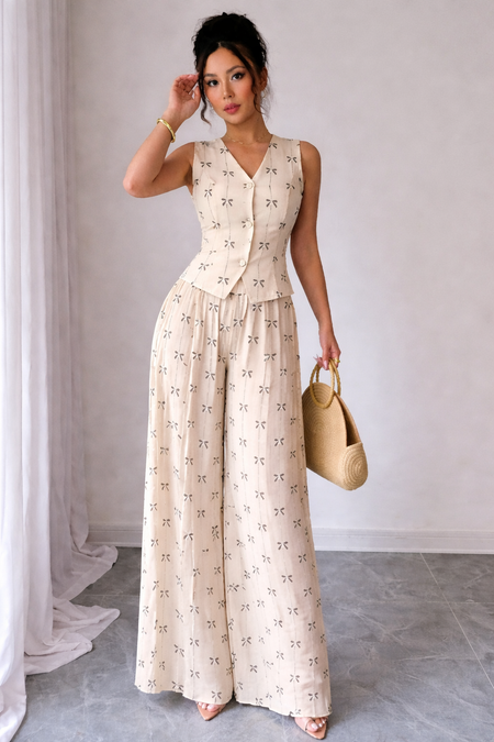 Anara Vest Coord Set - front shot, cream - Miss Mosa By Akanksha