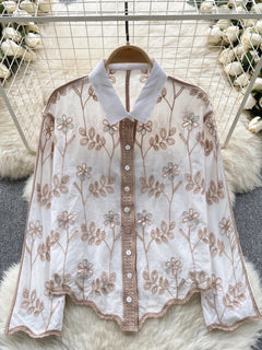Andrew Embroidered Cotton Shirt - front shot on hanger, white - Miss Mosa By Akanksha