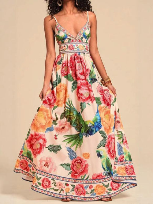 Anemone Floral Summer Holiday Dress In Multicolor