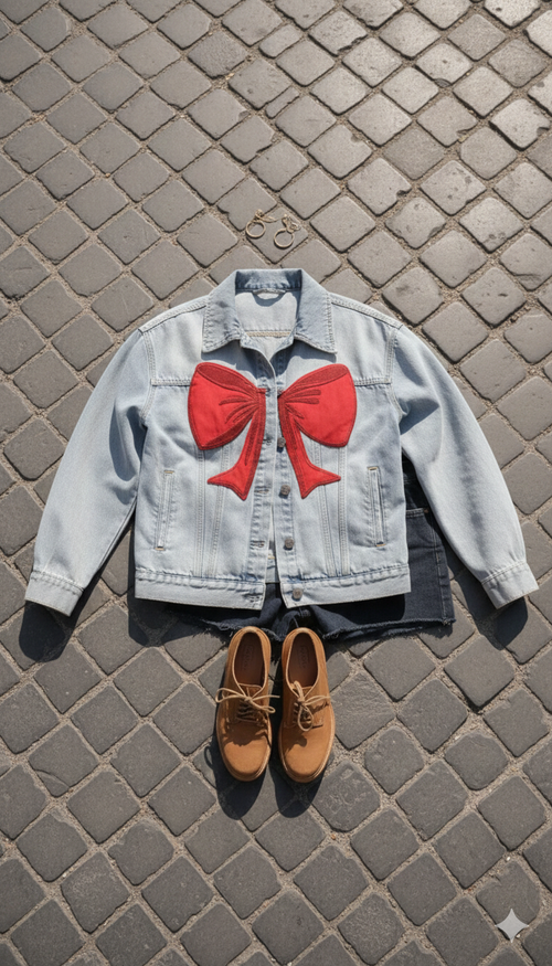 Angola Bow Denim Jacket