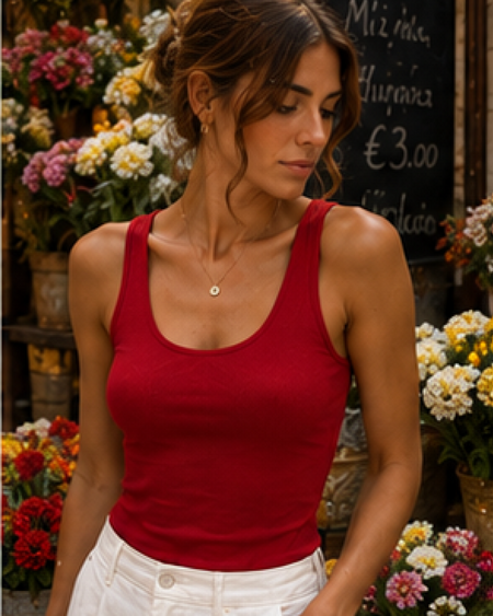 Anna Crop Padded Top - three-quarter shot, red - Miss Mosa By Akanksha