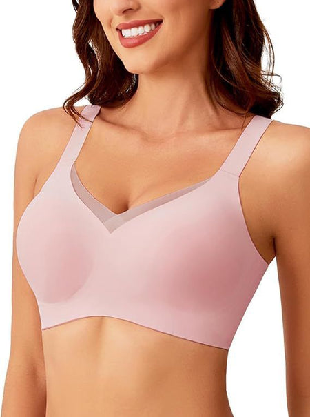 Anne Luxe Seamless Bralettes In Light Pink - front shot on model - Miss Mosa By Akanksha