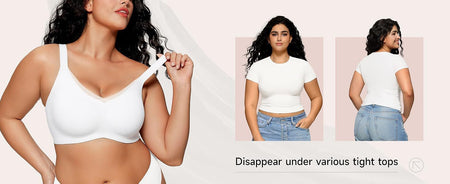 Anne Luxe Seamless Bralettes In White - front and back shots on model - Miss Mosa By Akanksha