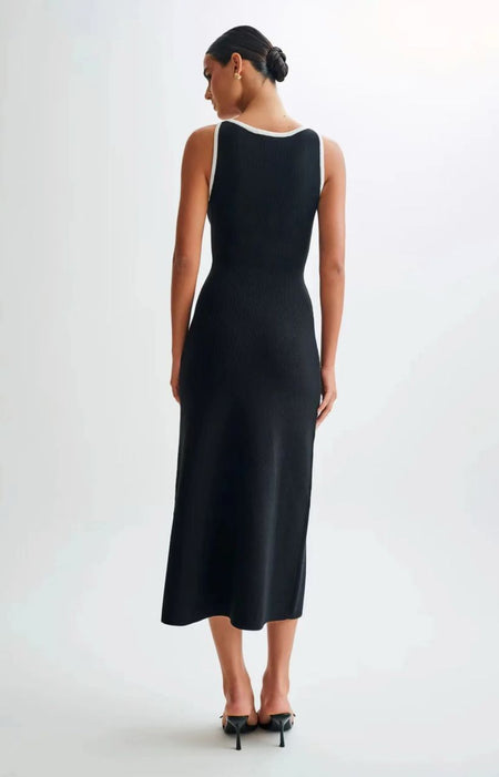 Anne Luxe Soft Knit Dress In Black - back shot on model - Miss Mosa By Akanksha