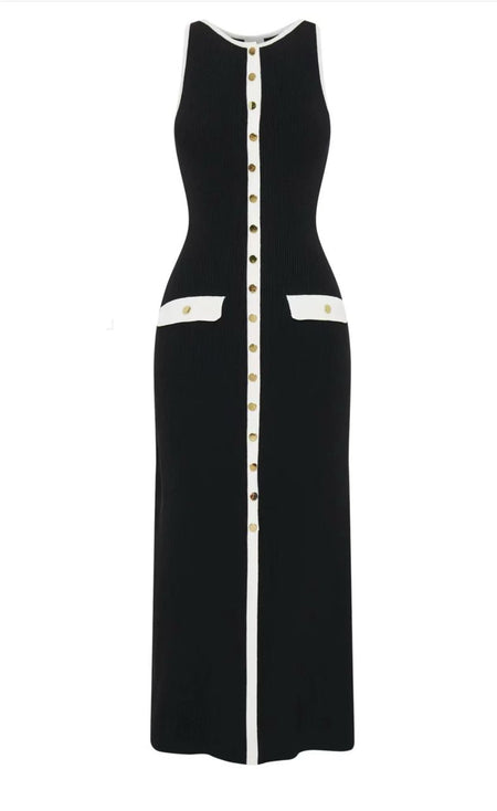 Anne Luxe Soft Knit Dress In Black - front shot on hanger - Miss Mosa By Akanksha