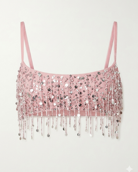 Annico Sequin Coord Skirt Set - flat-lay top shot, blush pink - Miss Mosa By Akanksha