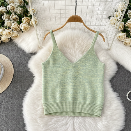 Anouk Woolen Top With Cape Sweater - flat-lay camisole shot, sage green - Miss Mosa By Akanksha