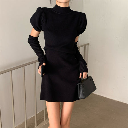 Antonia Soft Dress With Sleeves - front shot, black - Miss Mosa By Akanksha